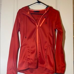 Zip up hooded light jacket with thumb holes